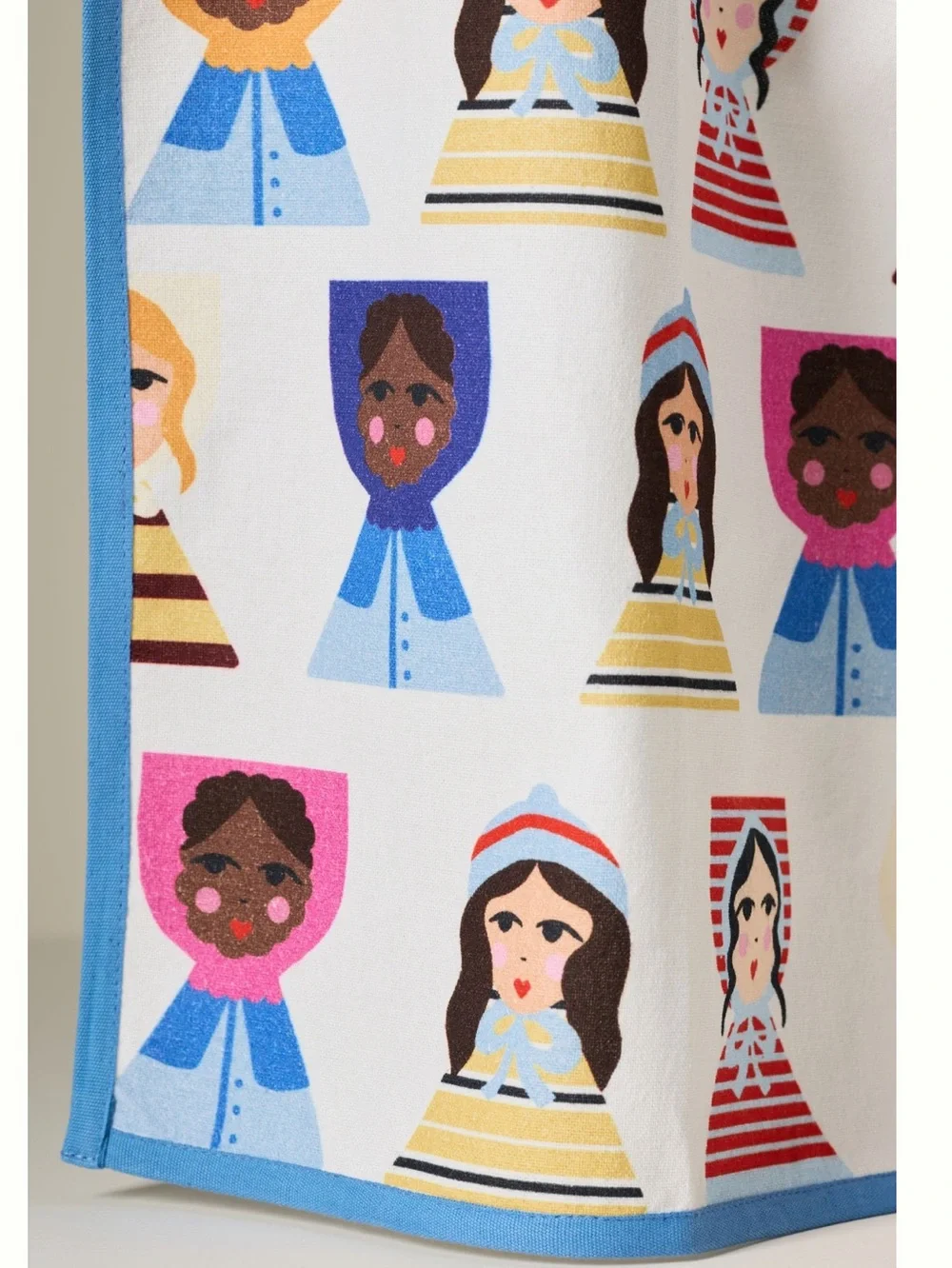 Anthropologie Damson Madder Dish Towel Cotton New White Blue Dolls